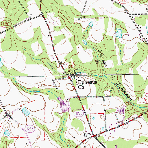 Topographic Map of Ephesus Church, NC