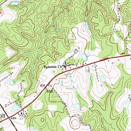 Topographic Map of Ephesus Church, NC