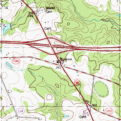 Topographic Map of Ephesus Church, NC
