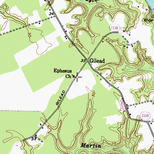 Topographic Map of Ephesus Church, NC