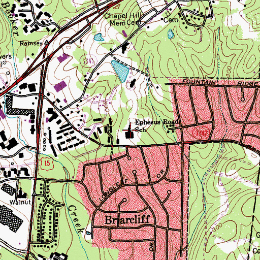 Topographic Map of Ephesus Road School, NC