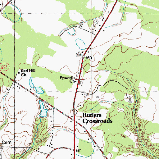 Topographic Map of Epworth Church, NC