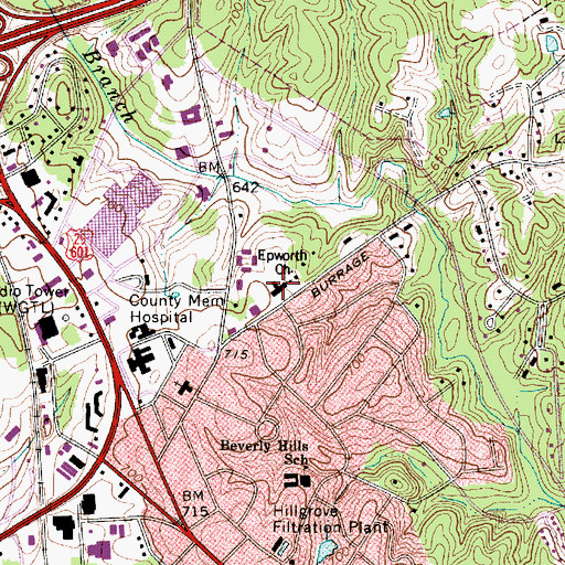 Topographic Map of Epworth Church, NC