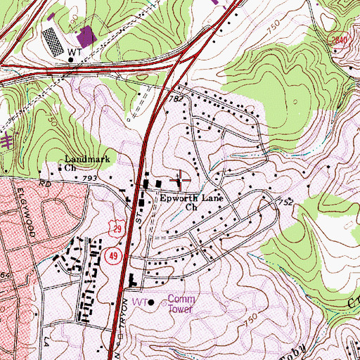Topographic Map of Epworth Lane Church, NC