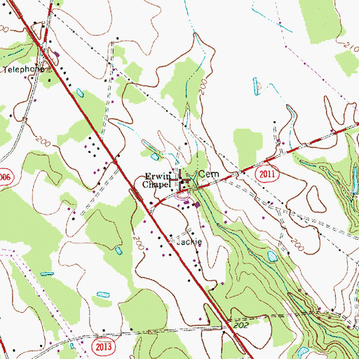 Topographic Map of Erwin Chapel, NC