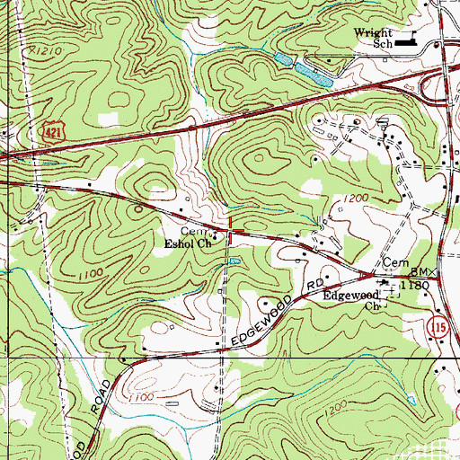 Topographic Map of Eshol Church, NC