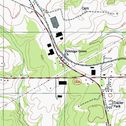 Topographic Map of Eskridge Grove School (historical), NC