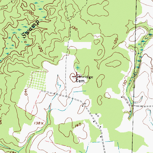 Topographic Map of Ethridge Cemetery, NC