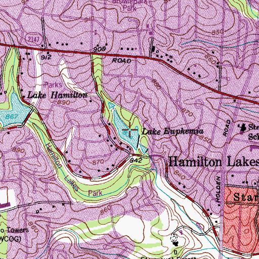 Topographic Map of Lake Euphemia, NC