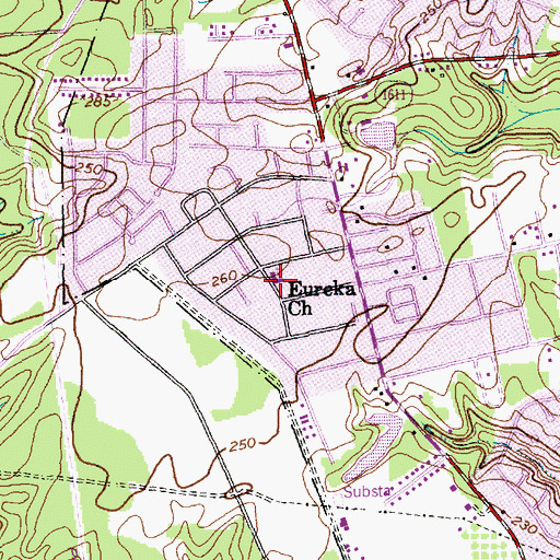 Topographic Map of Eureka Church, NC