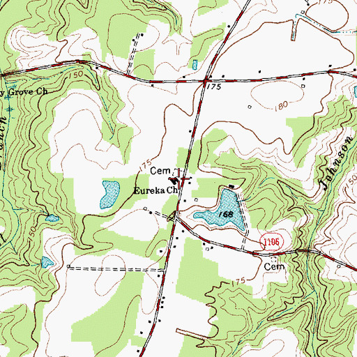 Topographic Map of Eureka Church, NC