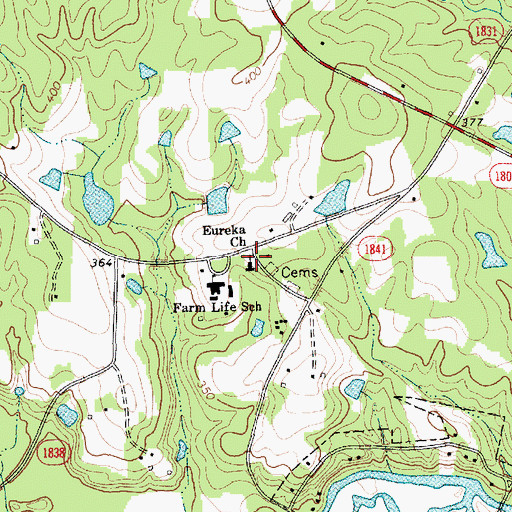 Topographic Map of Eureka Church, NC