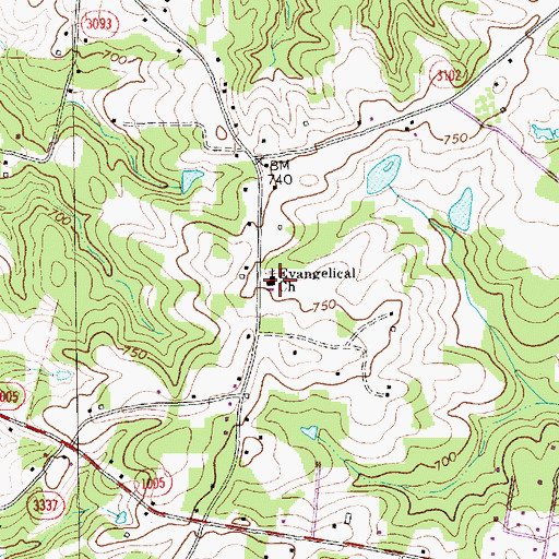 Topographic Map of Evangelical Church, NC