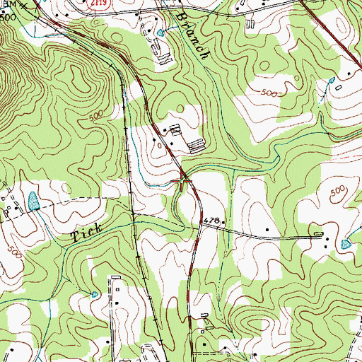 Topographic Map of Evans Creek, NC