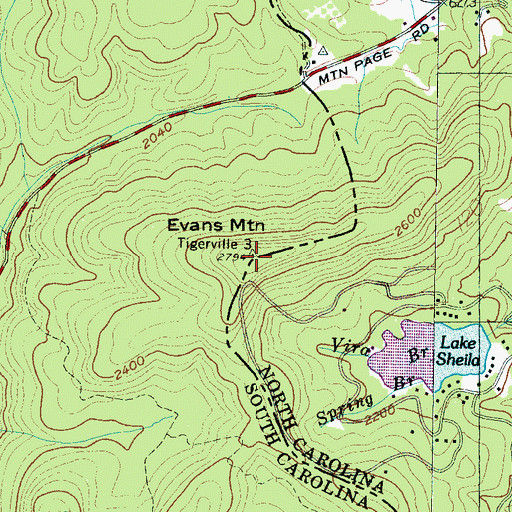 Topographic Map of Evans Mountain, NC