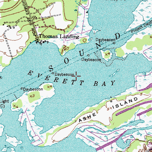 Topographic Map of Everett Bay, NC