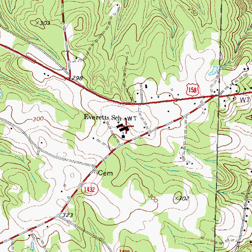 Topographic Map of Everetts School, NC