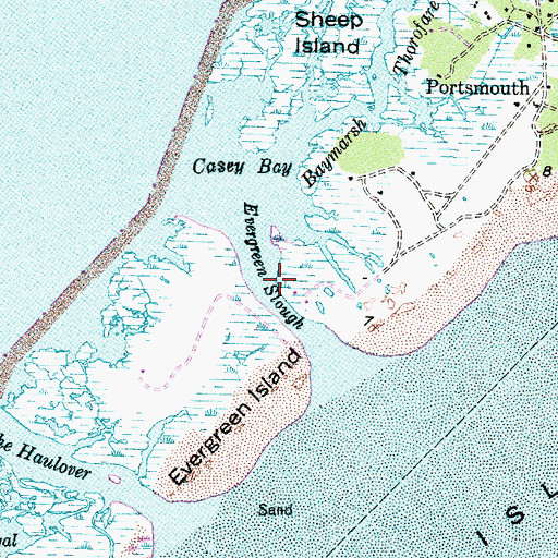 Topographic Map of Evergreen Slough, NC