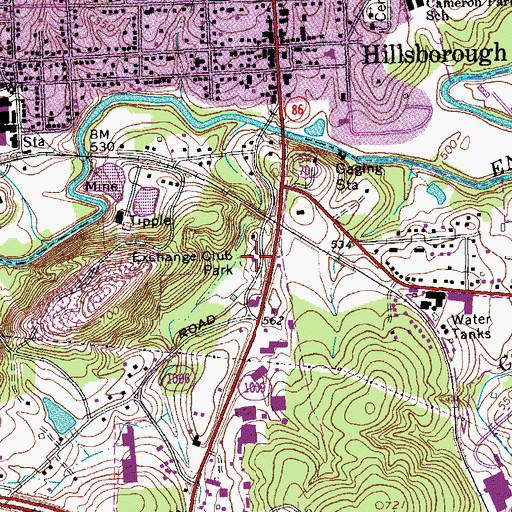 Topographic Map of Exchange Club Park, NC