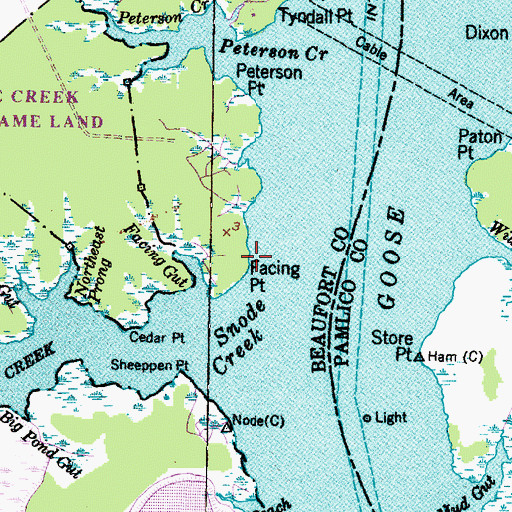 Topographic Map of Facing Point, NC