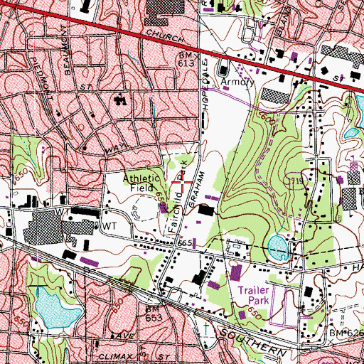 Topographic Map of Fairchild Park, NC