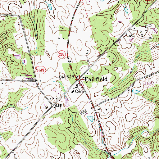 Topographic Map of Fairfield, NC