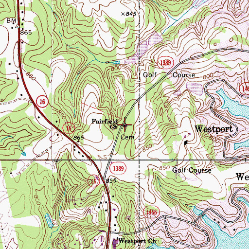 Topographic Map of Fairfield Church, NC