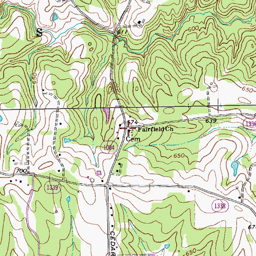 Topographic Map of Fairfield Church, NC
