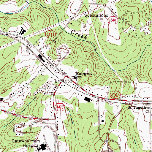 Topographic Map of Fairgrove Church, NC