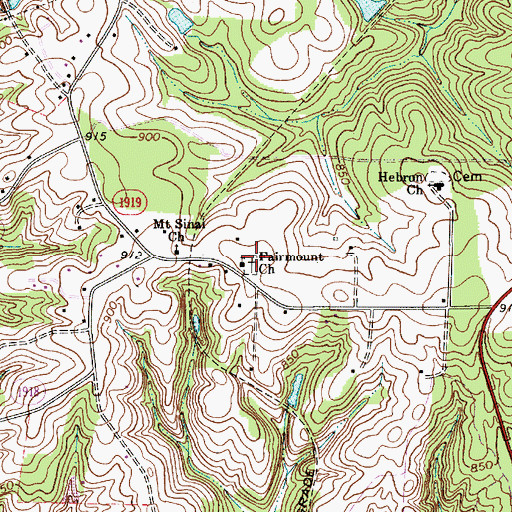 Topographic Map of Fairmount Church, NC