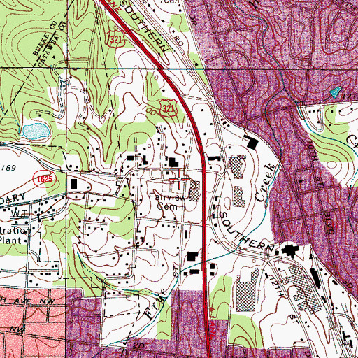 Topographic Map of Fairview Cemetery, NC