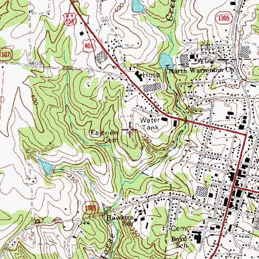 Topographic Map of Fairview Cemetery, NC