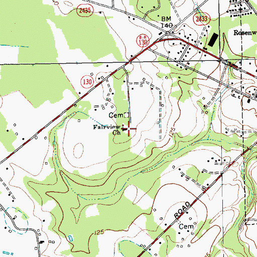 Topographic Map of Fairview Church, NC