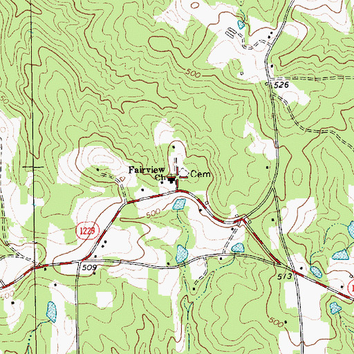 Topographic Map of Fairview Church, NC