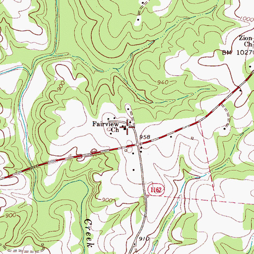 Topographic Map of Fairview Church, NC