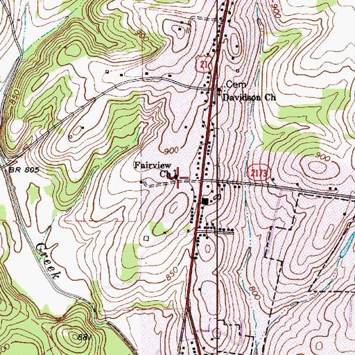 Topographic Map of Fairview Church, NC