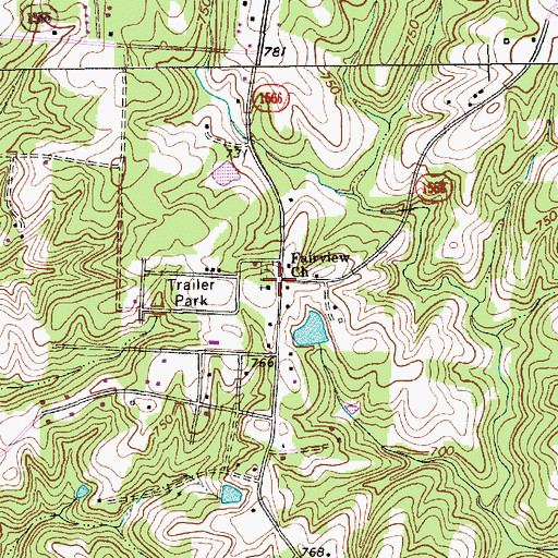 Topographic Map of Fairview Church, NC