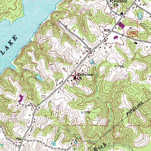 Topographic Map of Fairview Methodist Church, NC