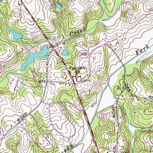 Topographic Map of Fairview Church, NC
