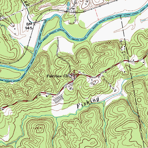 Topographic Map of Fairview Church, NC