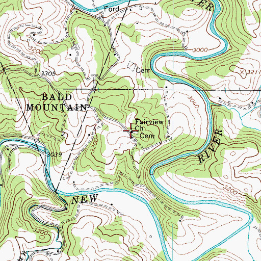 Topographic Map of Fairview Methodist Church, NC