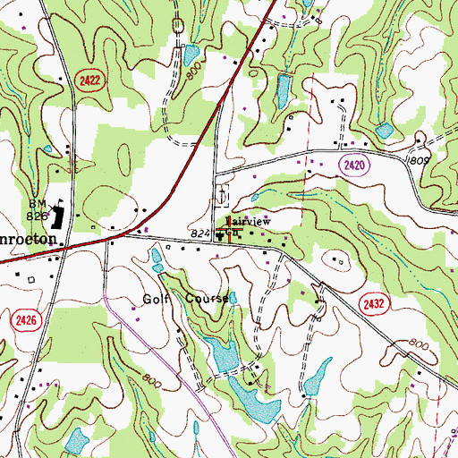 Topographic Map of Fairview Church, NC