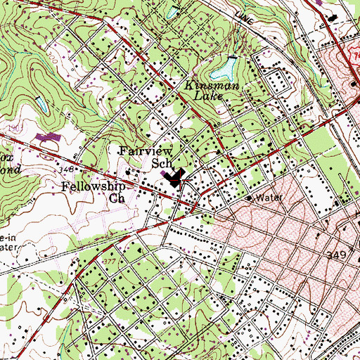 Topographic Map of Fairview School, NC