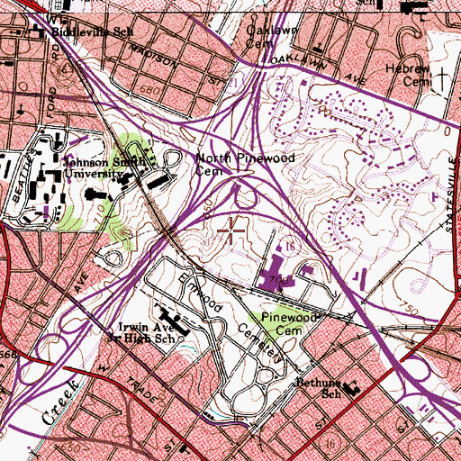 Topographic Map of Fairview School, NC