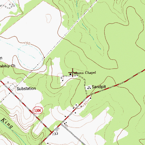 Topographic Map of Faisons Chapel, NC