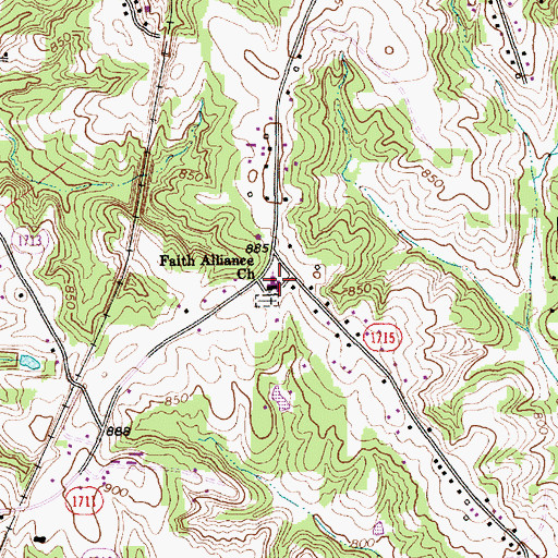 Topographic Map of Faith Alliance Church, NC