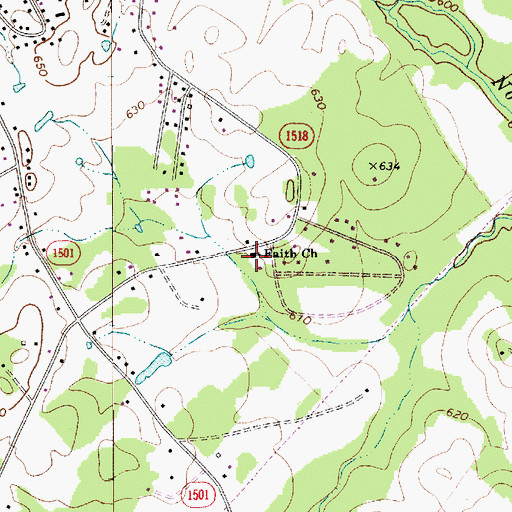 Topographic Map of Faith Church, NC