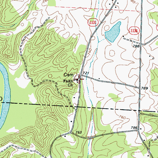 Topographic Map of Faith Baptist Church, NC