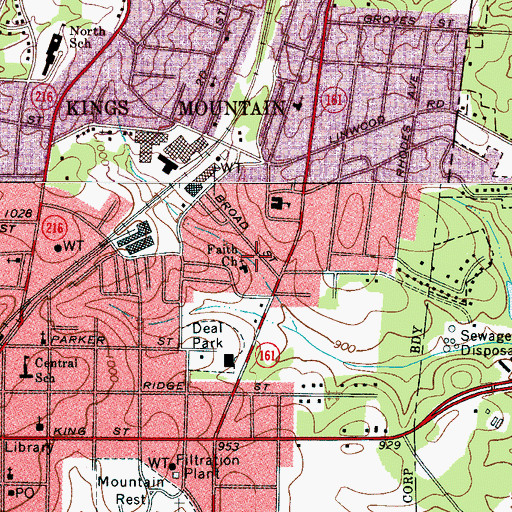 Topographic Map of Faith Church, NC