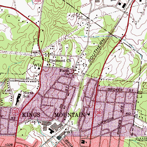 Topographic Map of Faith Church, NC